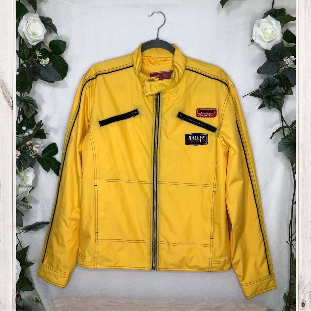 🟢Y2K Yellow Speed Racer Zip Up Jacket🟢